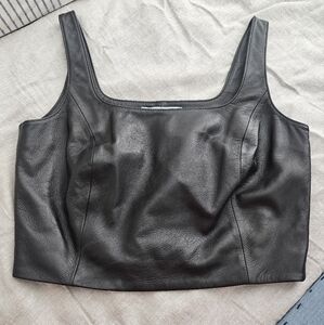 Black Leather Women's crop Top